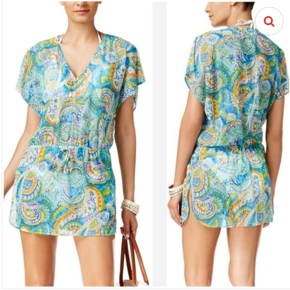 Lauren Ralph Lauren Green Sheer Mesh Lace Swim Coverup Dress